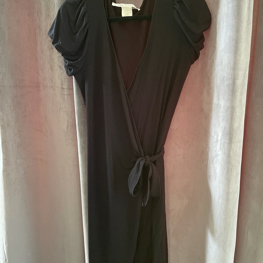 Max Studio. Black wrap dress.